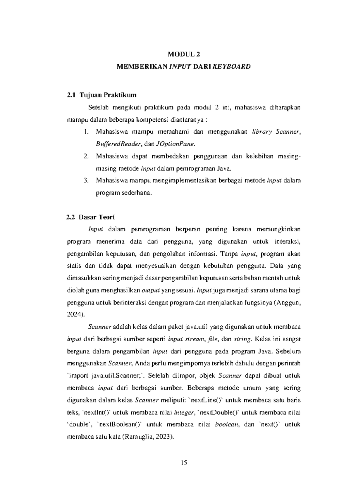Modul 2: Pemrograman Java Input Menggunakan Scanner, BufferedReader ...
