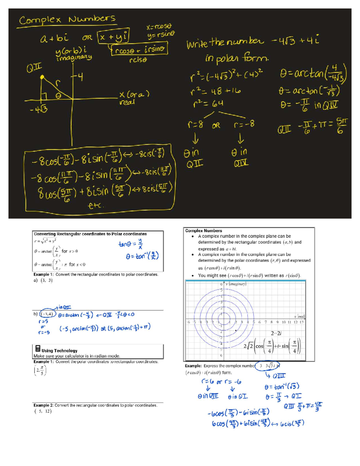 Complex numbers: Converting rectangular to polar coordinates (QII ...