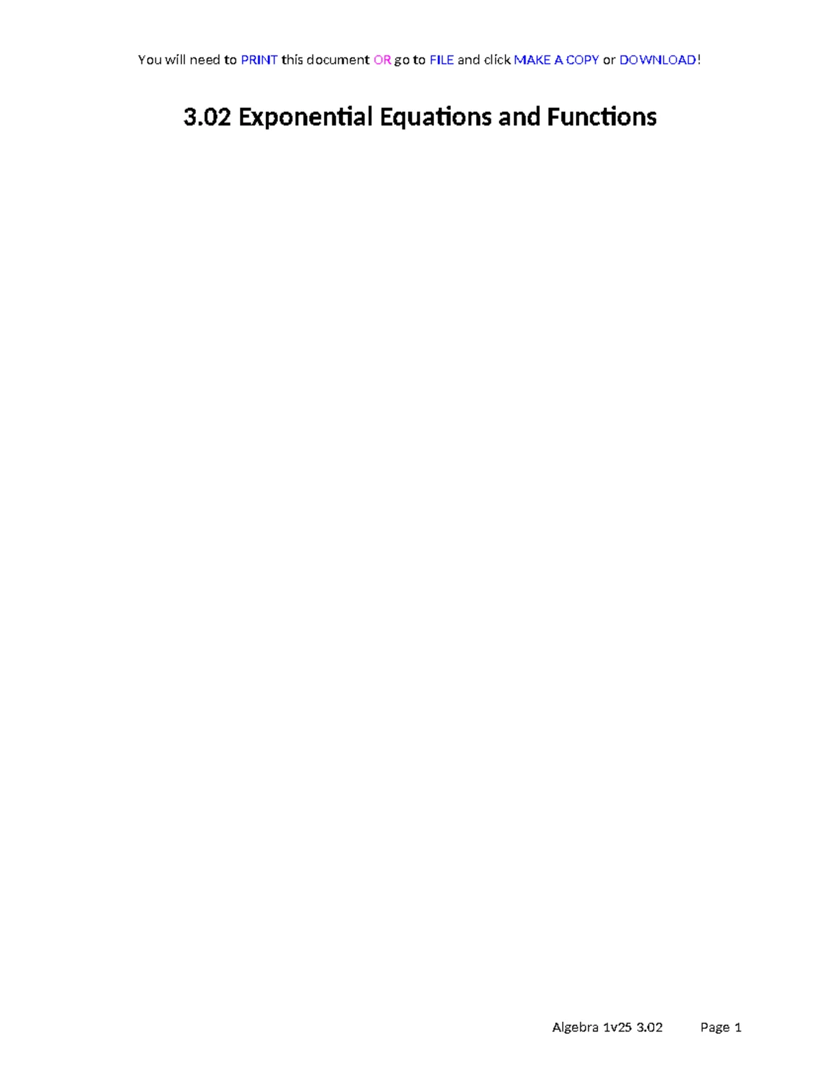 3.05 Guided Notes on Linear & Exponential Functions - Studocu