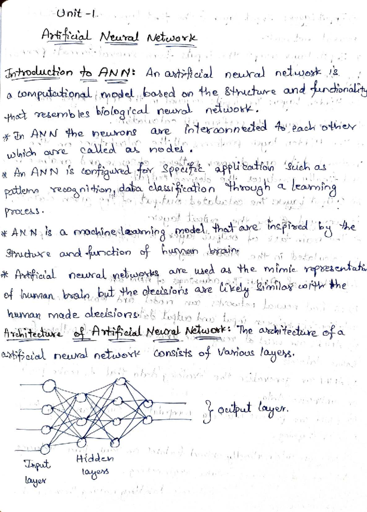 AML UNIT 1 - Introduction to Artificial Neural Networks Notes - Studocu