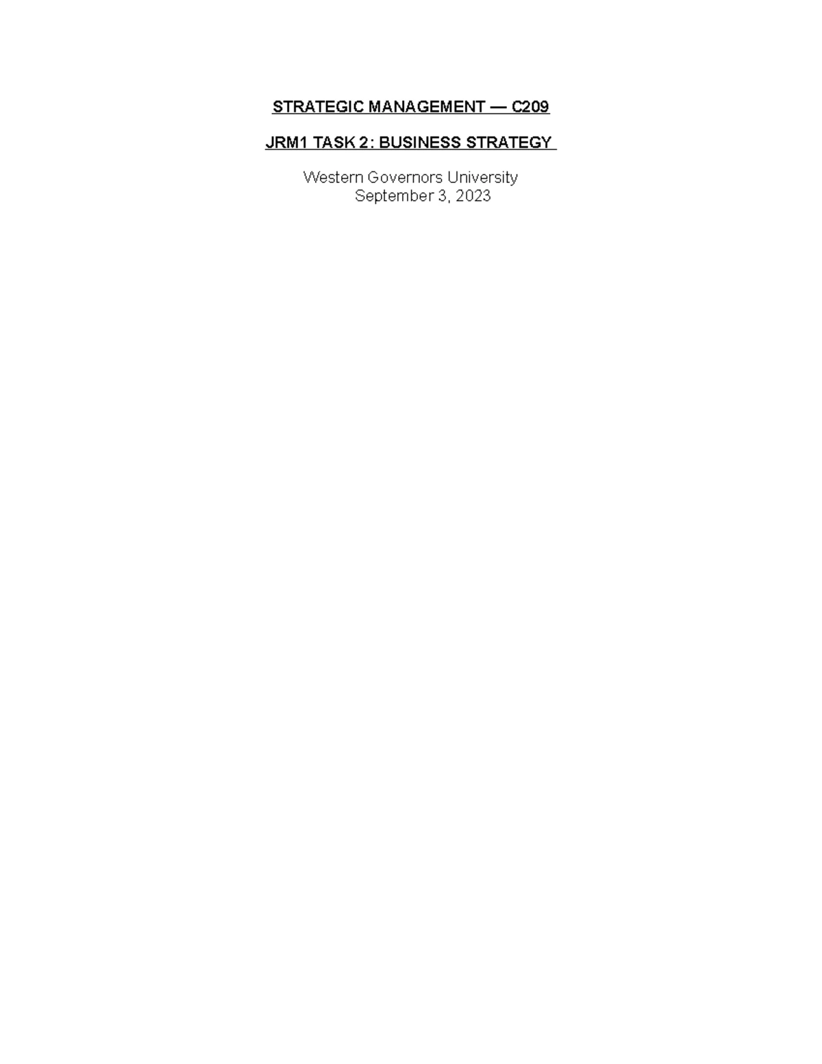 C209 Strategic Management Task 2 Tip Sheet - Key Guidelines 10-23 - Studocu
