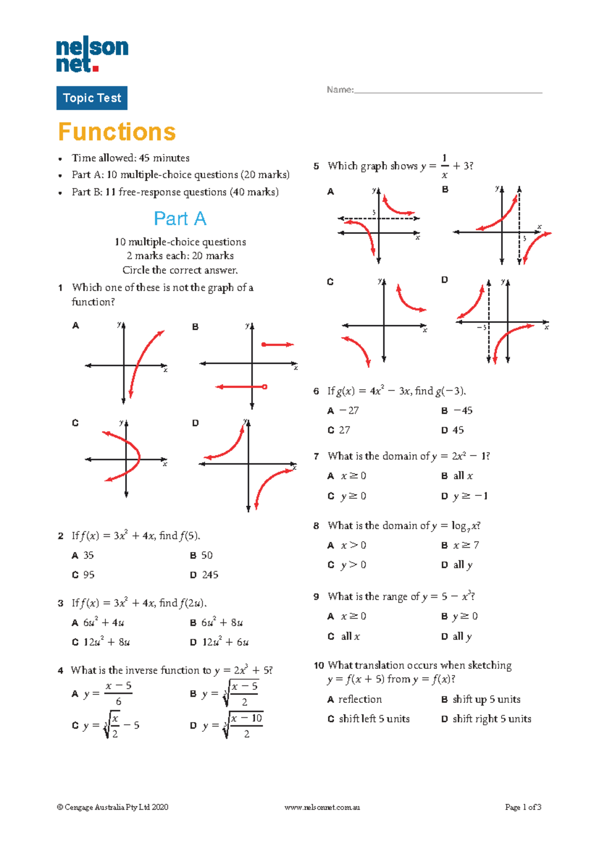 MAT10NATT10036: Chapter Review on Functions - Studocu