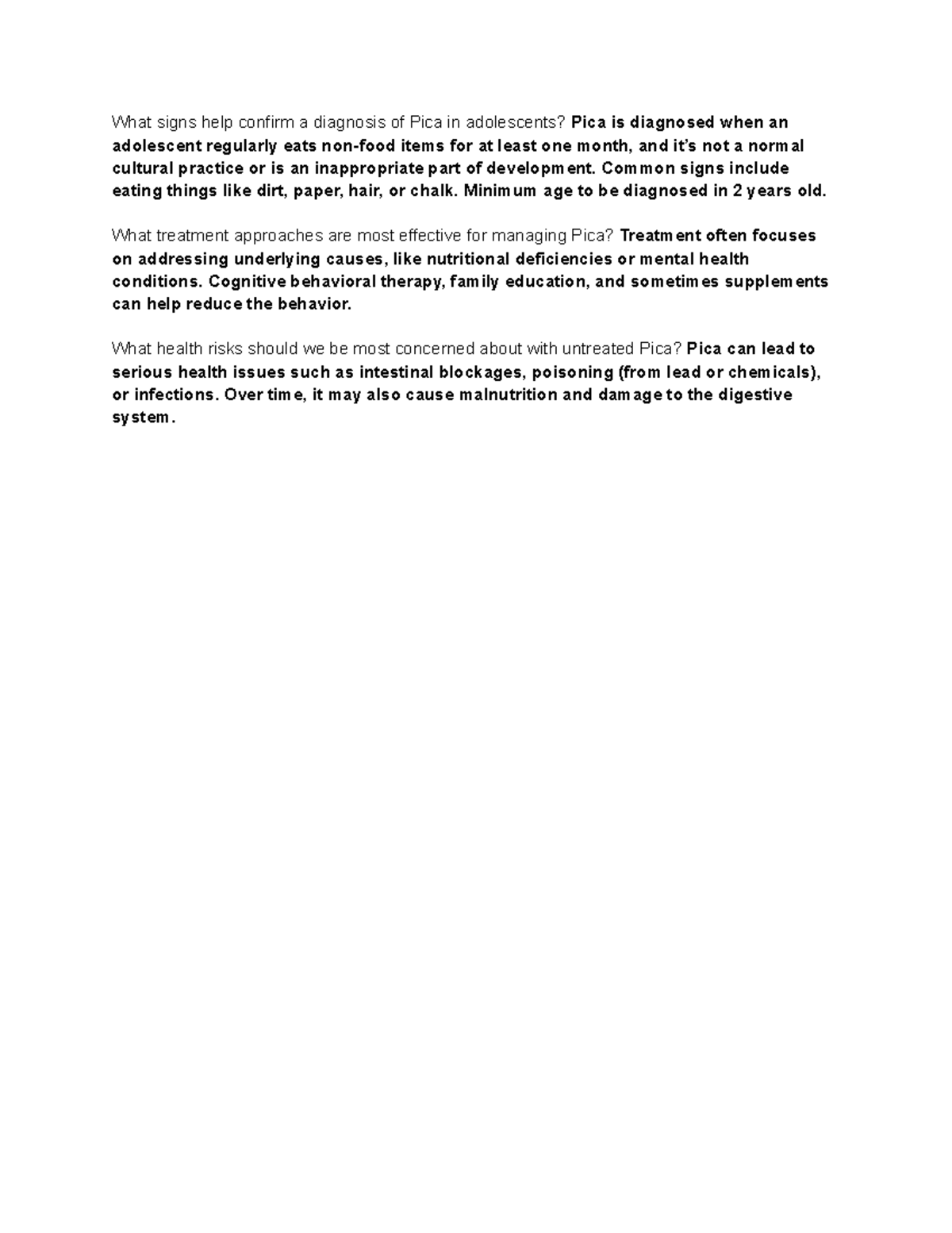 Blue Ridge Assignment - Psych Notes on Pica Diagnosis & Treatment - Studocu