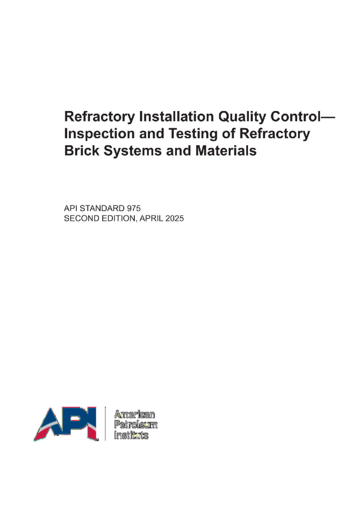 API 975: Refractory Installation Quality Control & Testing Guide - Studocu