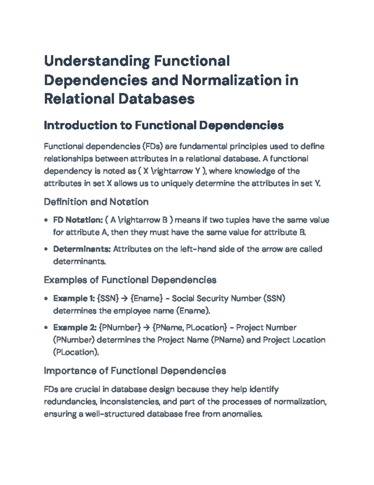 Understanding Functional Dependencies and DB Normalization Guide - Studocu
