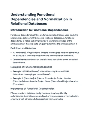 Understanding Functional Dependencies and DB Normalization Guide - Studocu