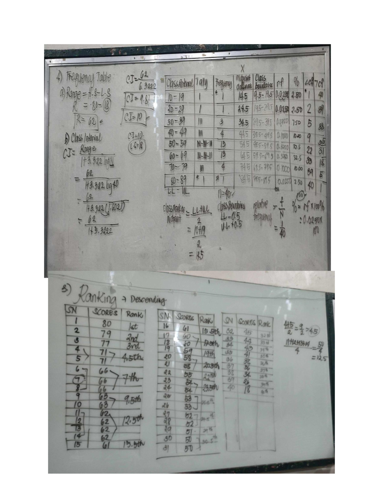Doc3 - research - X 4) Frequency Table 62 Tally Frequency midpoint ...