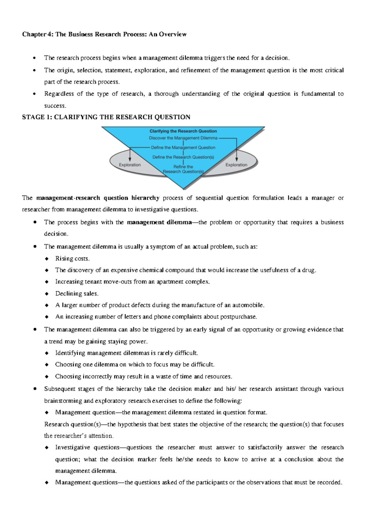 Chapter 4 - Business Research Process Lecture Summary - Studocu