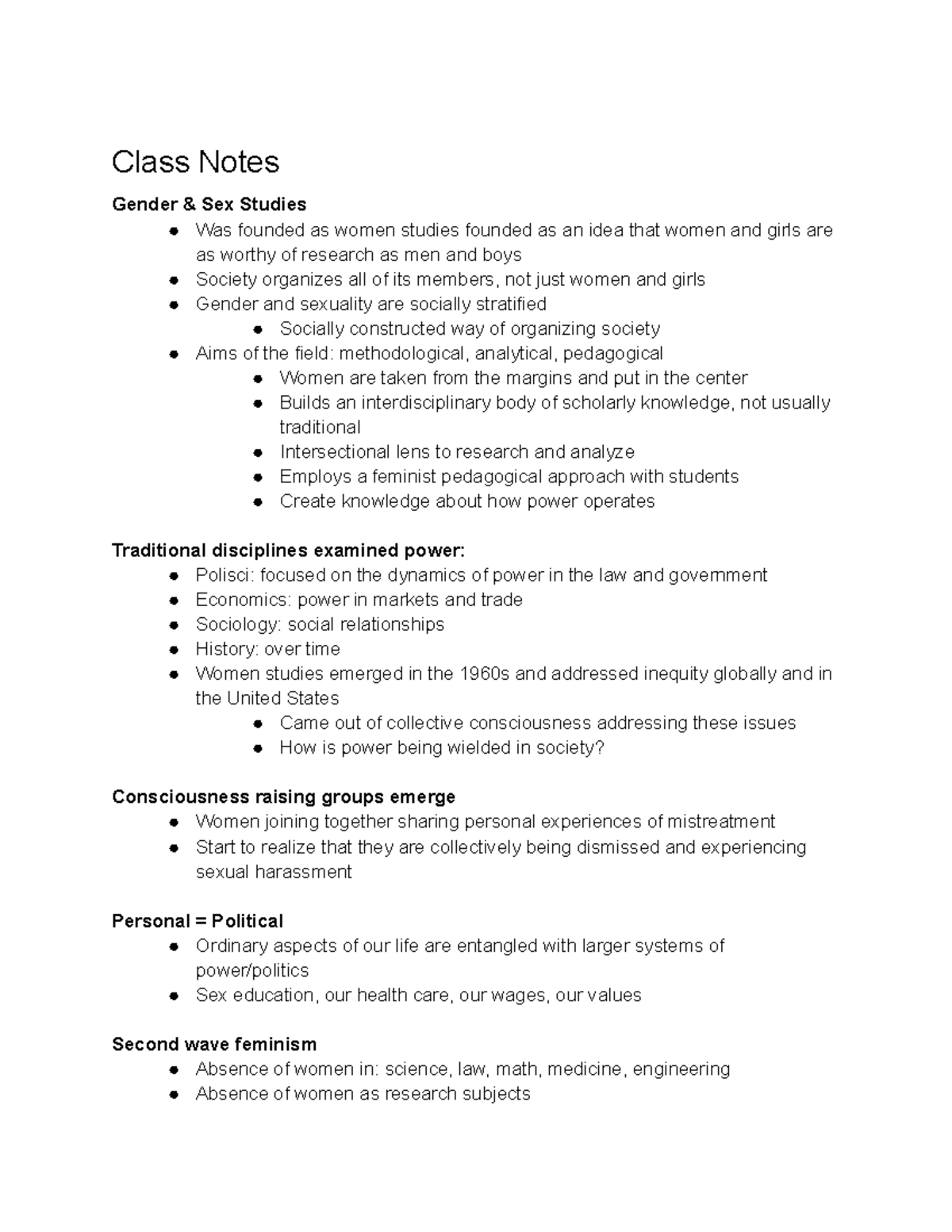 Gender Studies Midterm Guide: Key Concepts and Notable Readings - Studocu