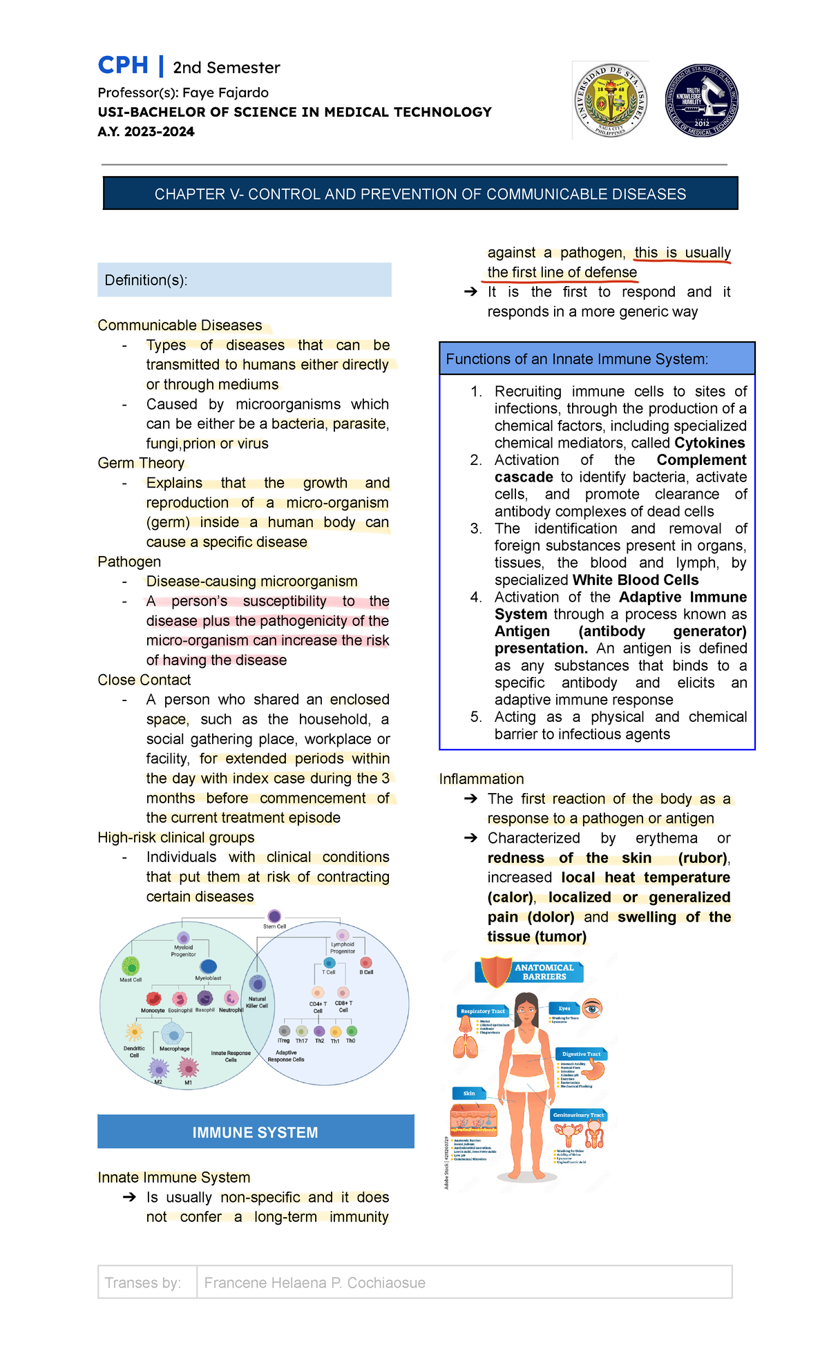 Communicable Diseases Overview - CPH 2 - Med Tech Final Notes - Studocu
