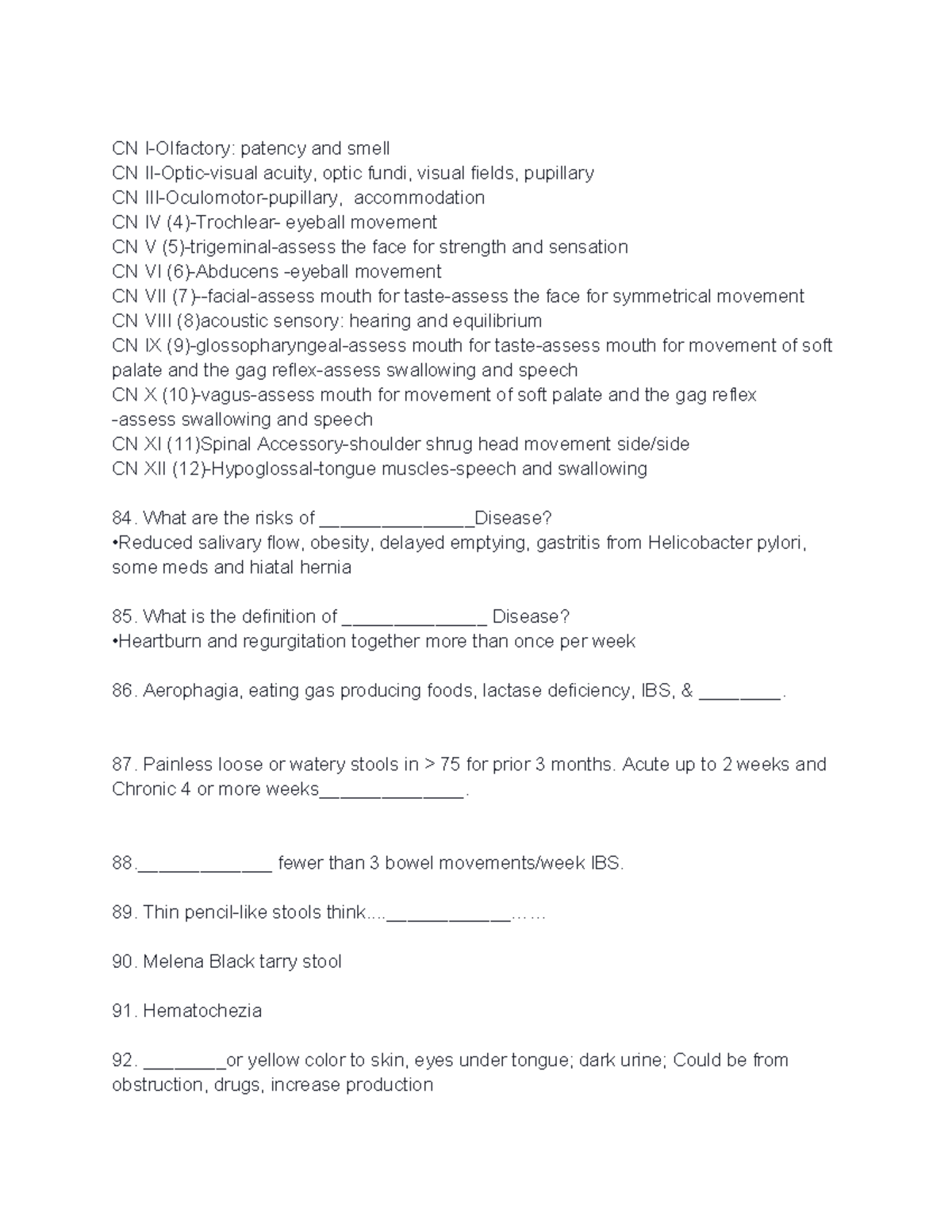 CN Practice Questions: Neurological and Gastrointestinal Disorders ...