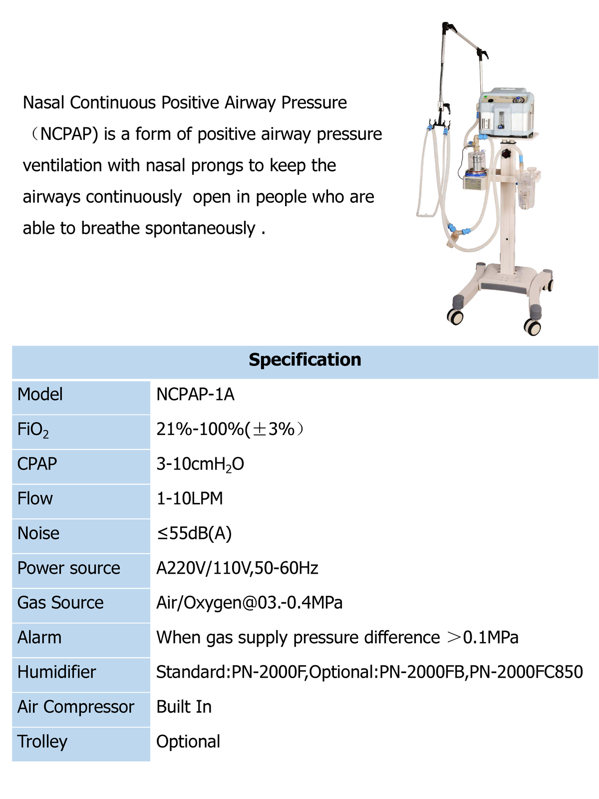 220221 Bubble CPAP Ncpap-1A: Specifications and Features Overview - Studocu