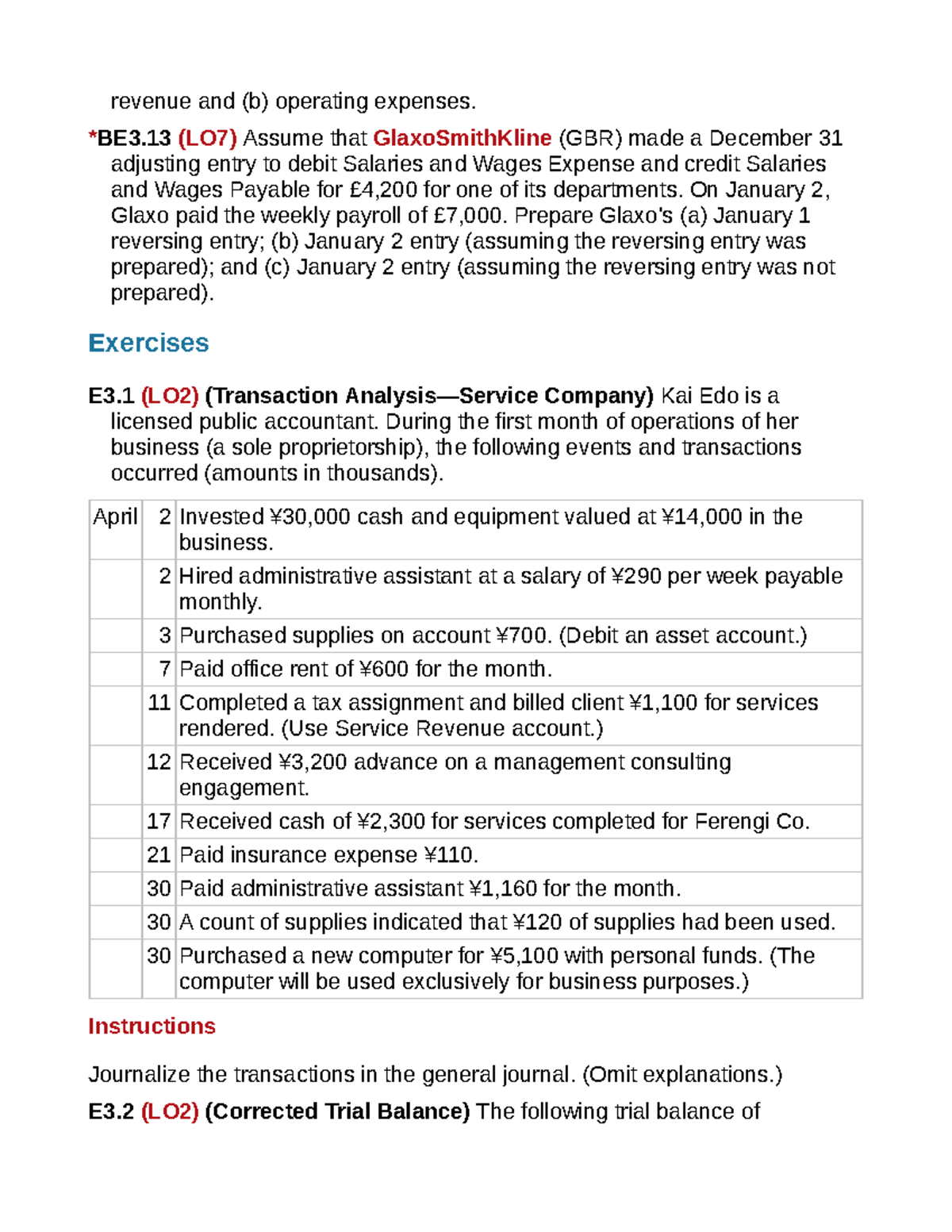 Exercise 3 - Bài Tập: Adjustments and Transactions Analysis - Studocu