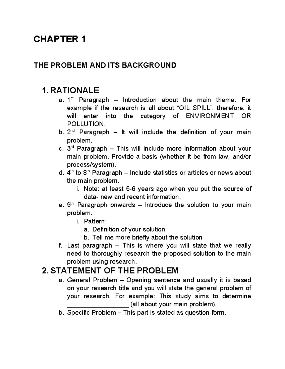 Guidelines for CHAPTER 1 - Research Problem and Background - Studocu