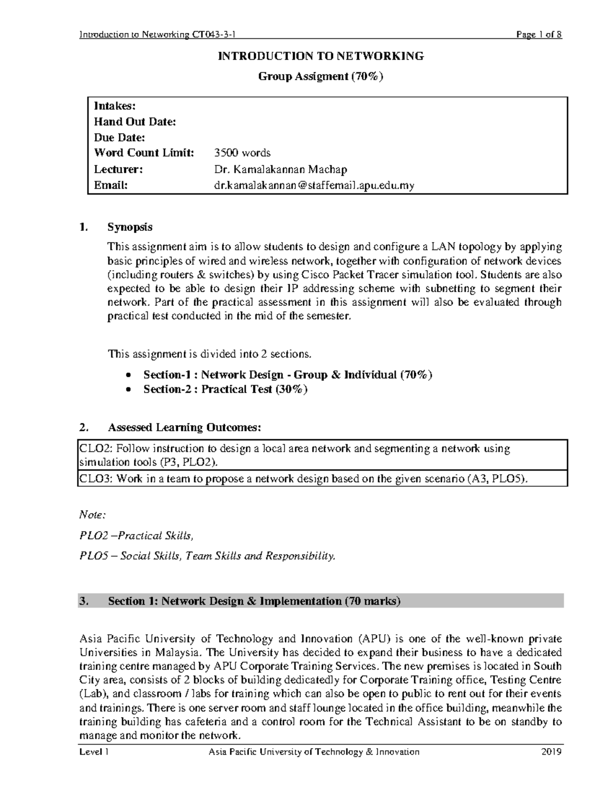 Hello-docx - INTRODUCTION TO NETWORKING Group Assigment (70%) Intakes ...