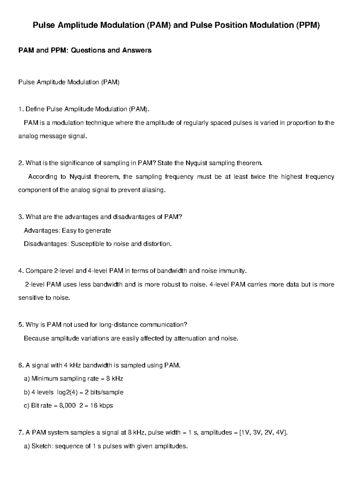 PAM PPM: Key Concepts, Advantages, and Sample Questions - Studocu