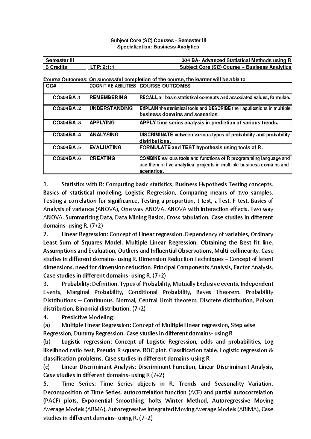 304 BA Advanced Statistical Methods using R Notes: Units 1-2 Summary ...