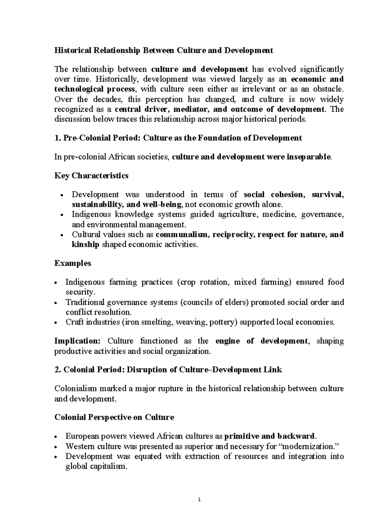 Cultural Evolution and Development: A Historical Overview - Studocu