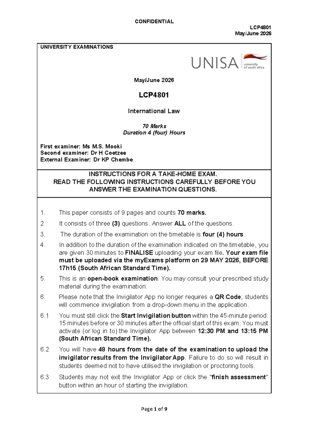 LCP4801 Final Exam Instructions and Questions - May/June 2026 - Studocu