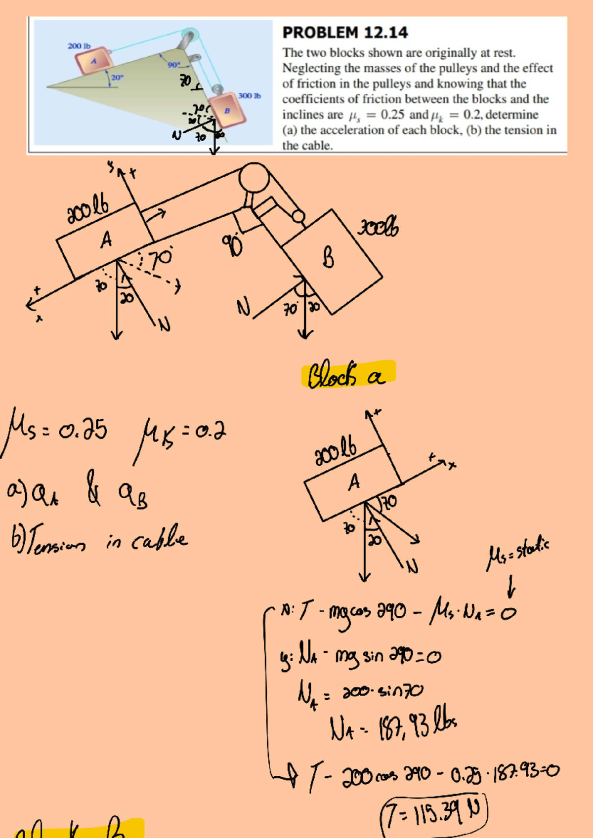 Tutorial 5 ex - solving problems - ENGR 243 - PROBLEM 12 200 lb The two ...