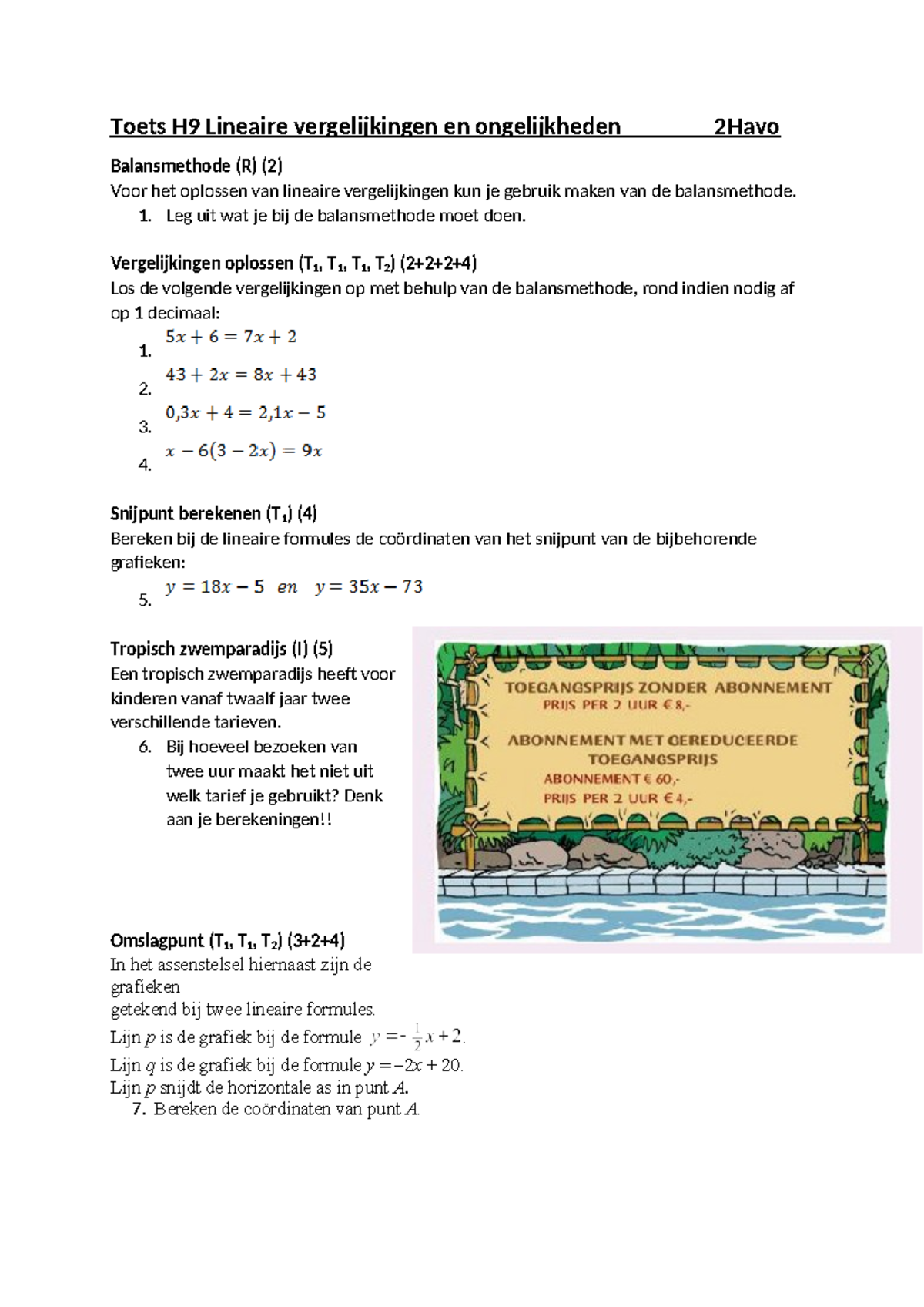 MW2H H9: Lineaire Vergelijkingen en Ongelijkheden - Balansmethode ...