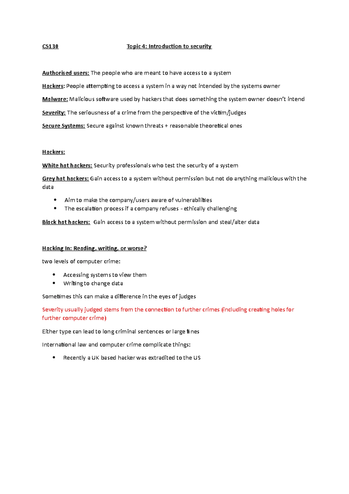 Cyber Threats & Security Mechanisms Overview (CS101) - Studocu