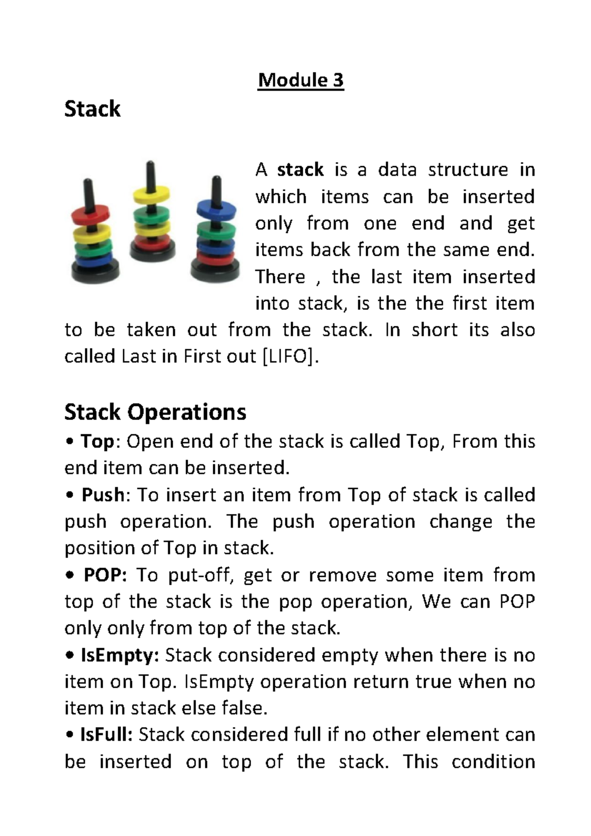 DS Module 3 - Summary of Stack and Queue Data Structures - Studocu