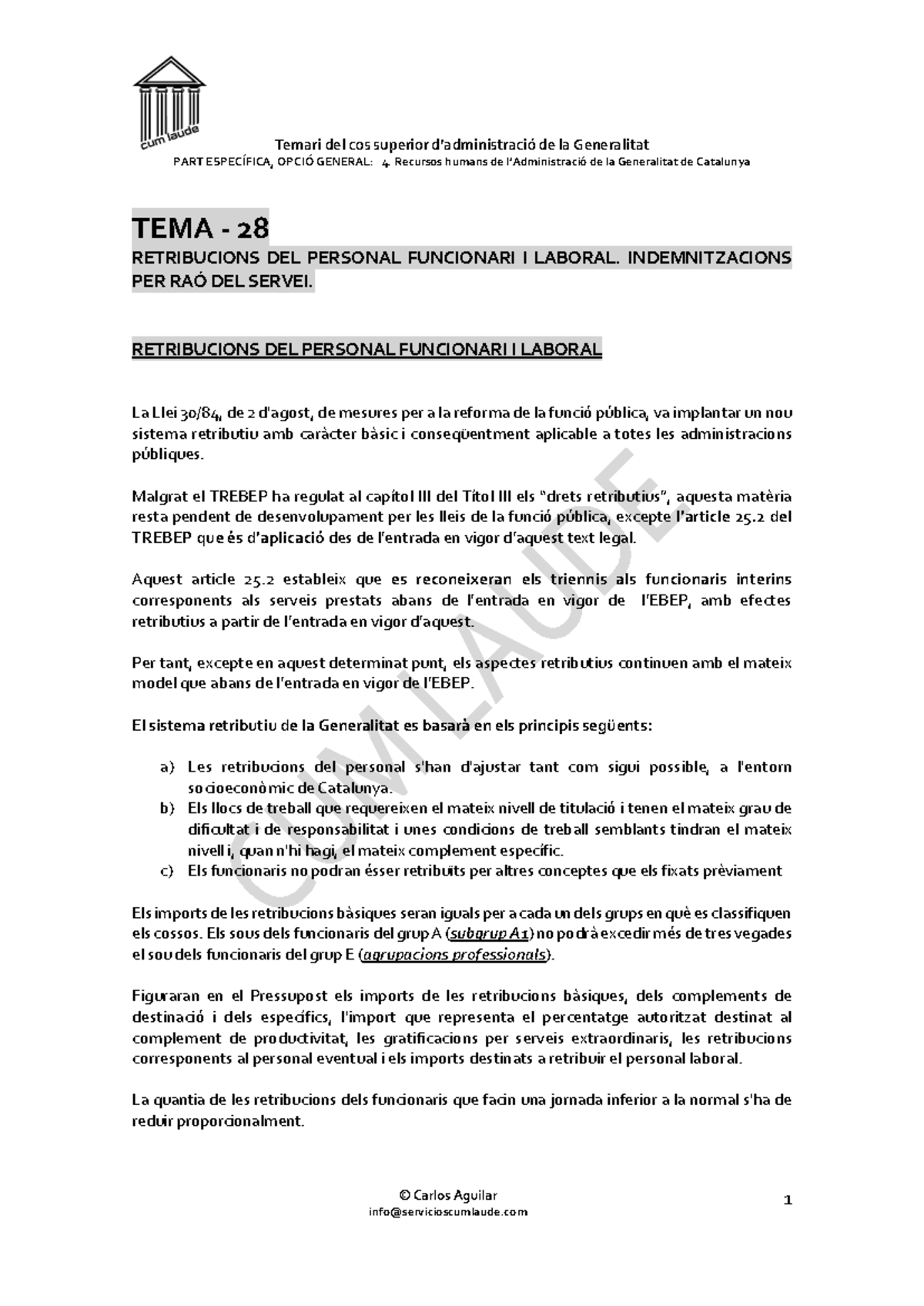 TEMA 20 -Retribucions i Indemnitzacions del Personal Funcionario - Document Preview