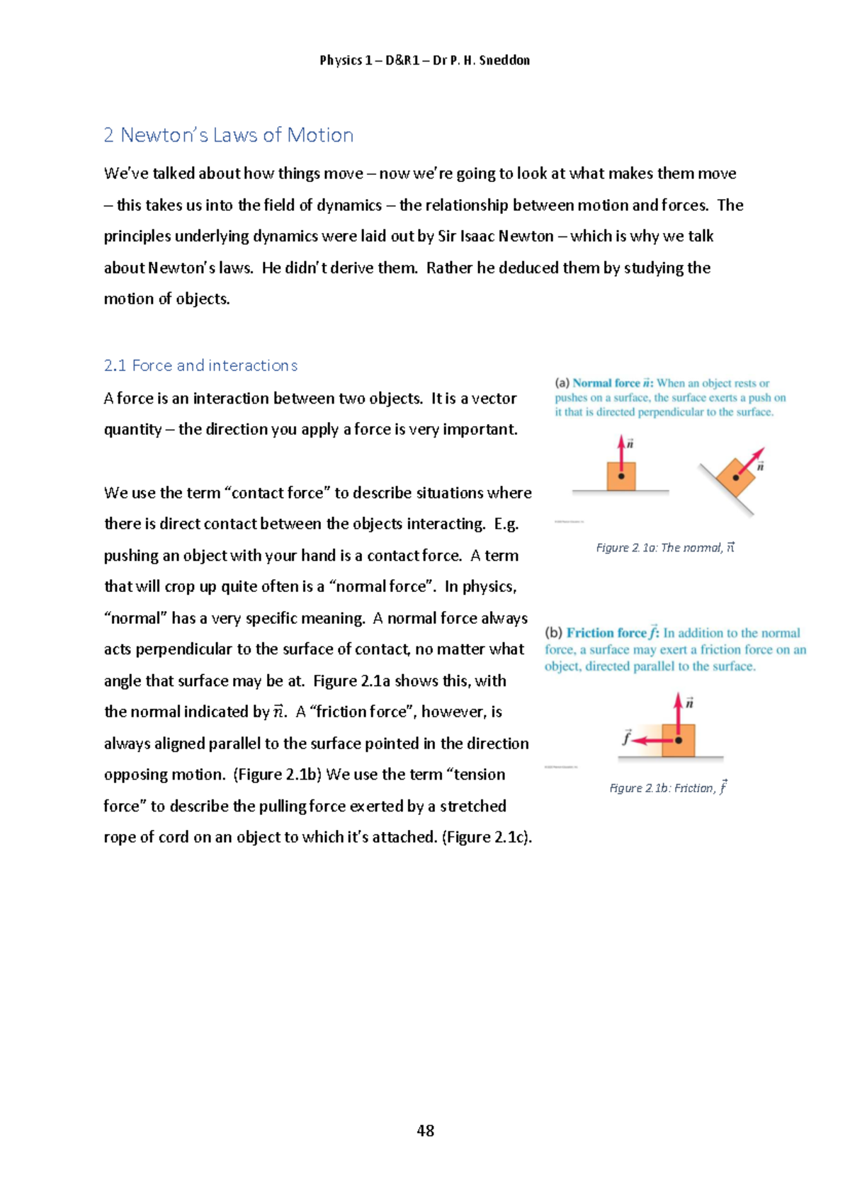 Physics 1 DR1 Handouts Part 2: Dynamics and Laws of Motion - Studocu