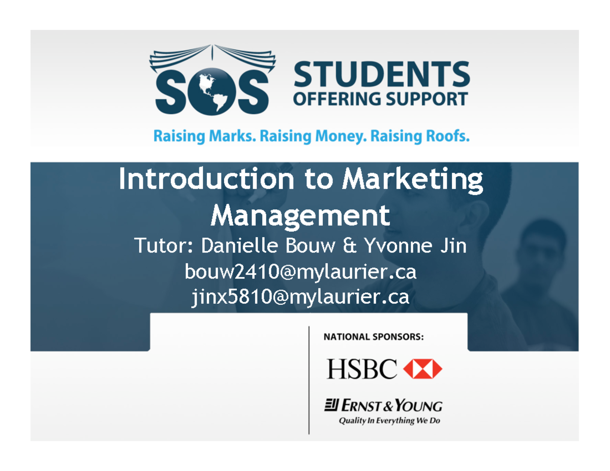 BU352 Final Exam Slides Fall14 - Introduction to Marketing Management ...
