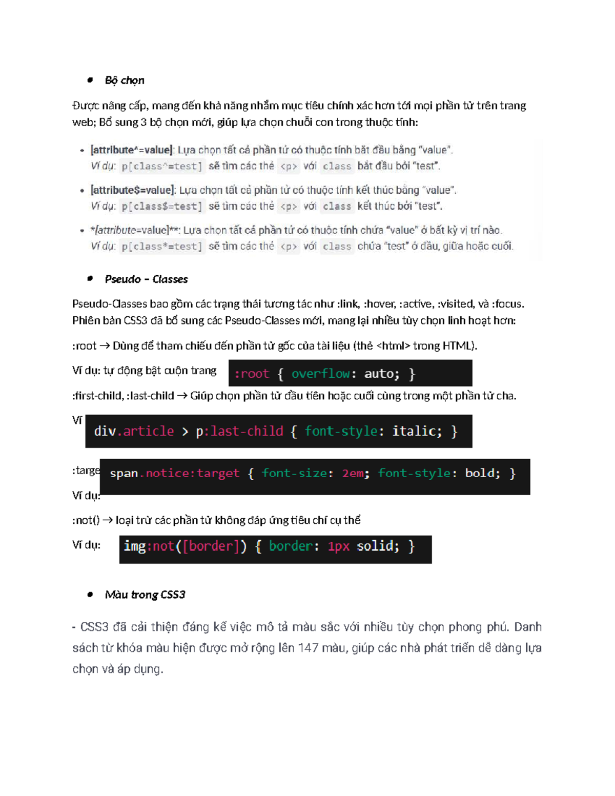 CSS3 vs CSS - LTW: Nâng Cấp Bộ Chọn và Tùy Chọn Màu Sắc - Studocu