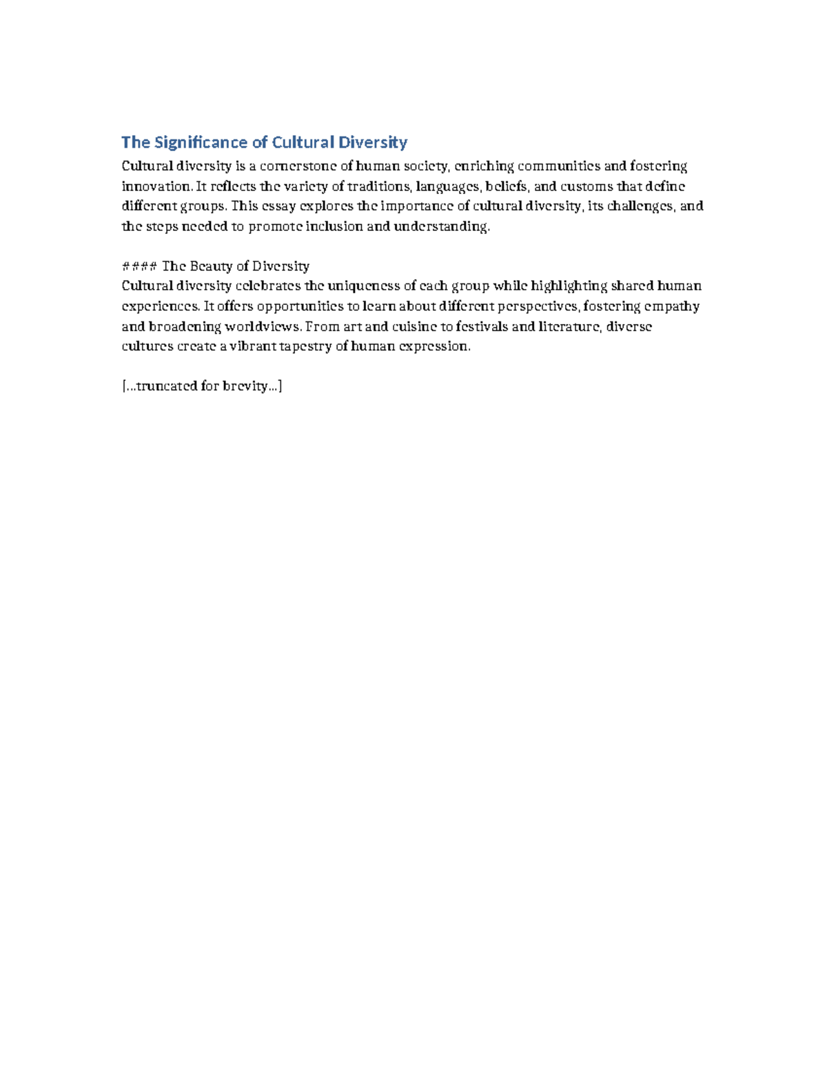 The Significance of Cultural Diversity - The Significance of Cultural ...