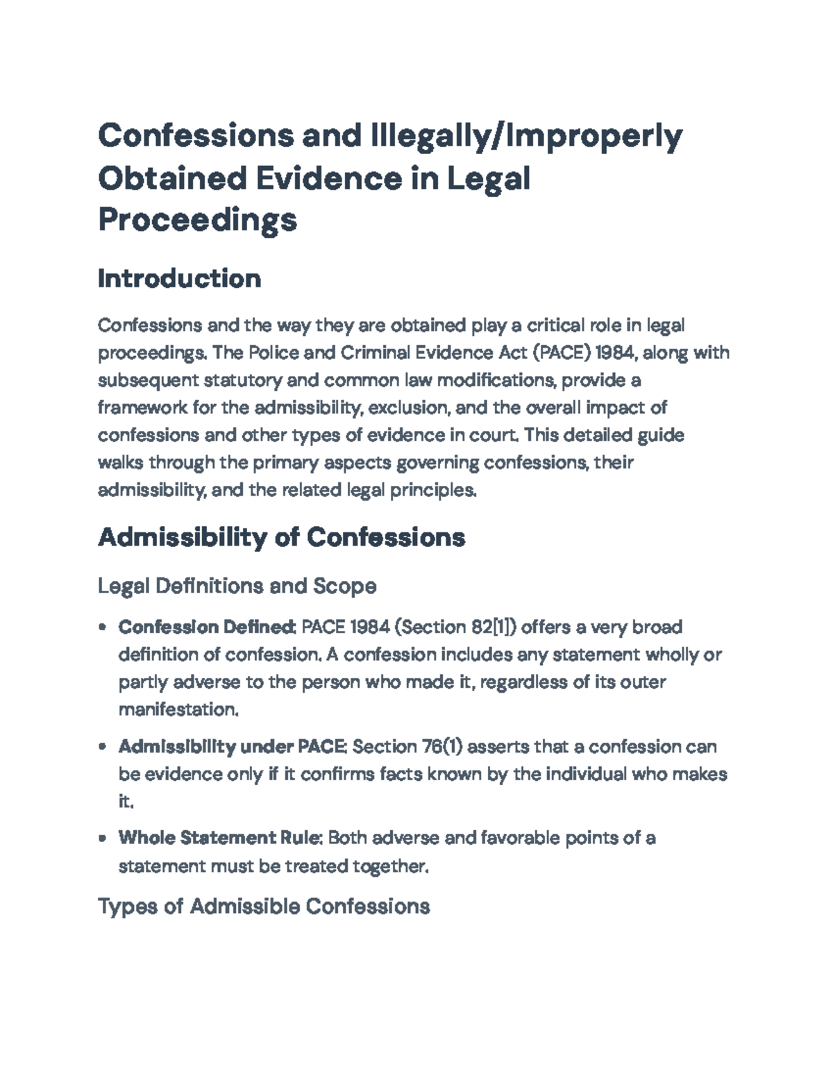 Confessions and Illegally Obtained Evidence in Legal Proceedings ...