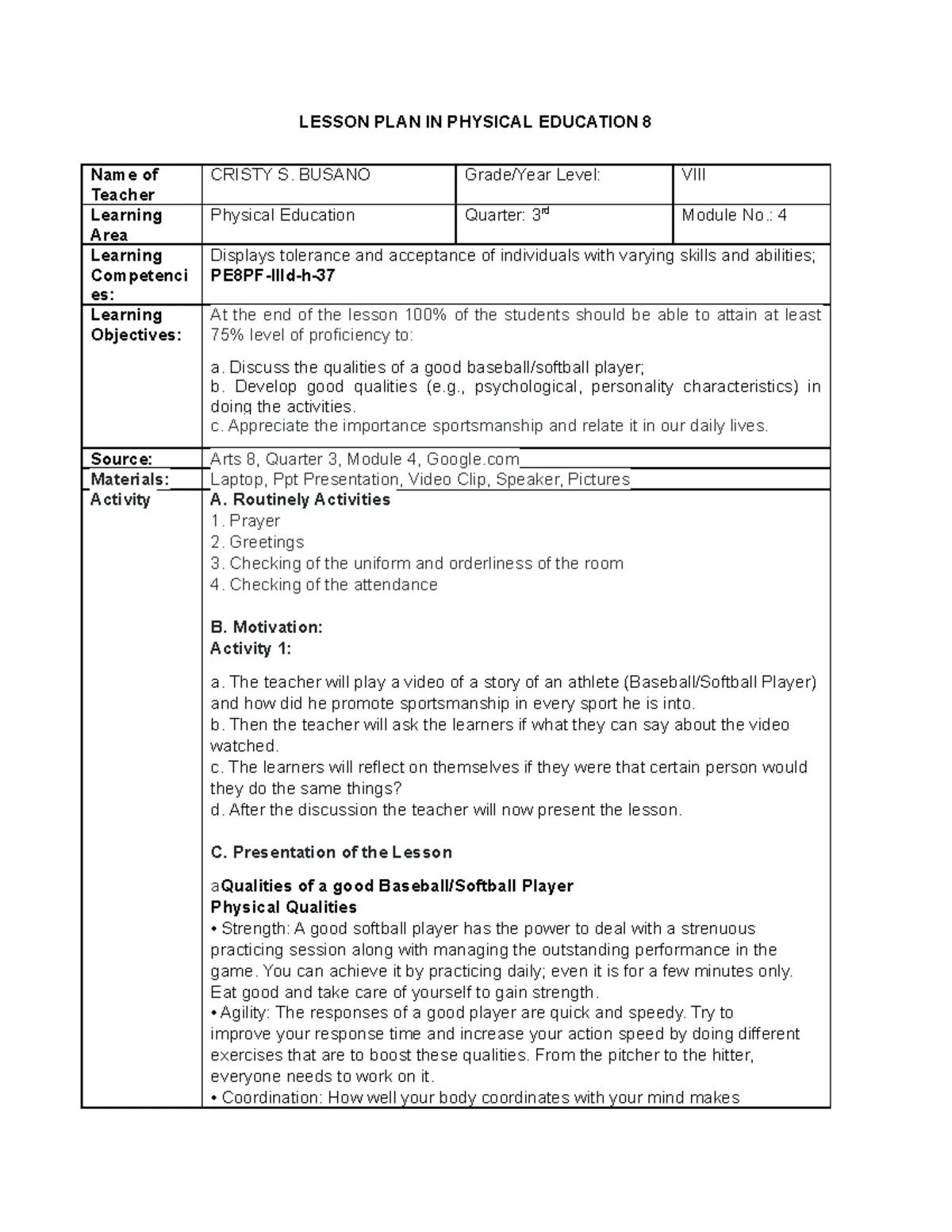 Lesson Plan - Grade 9 - Understanding Bias and Prejudice - Studocu