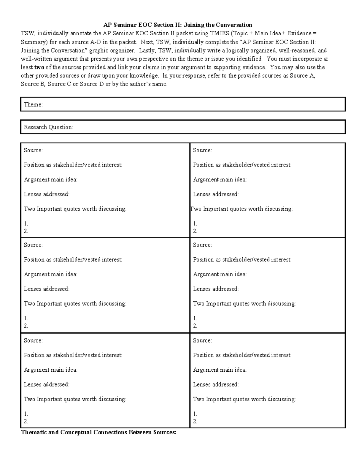 AP Seminar EOC Section II: Annotated Sources & Argument Guide - Studocu
