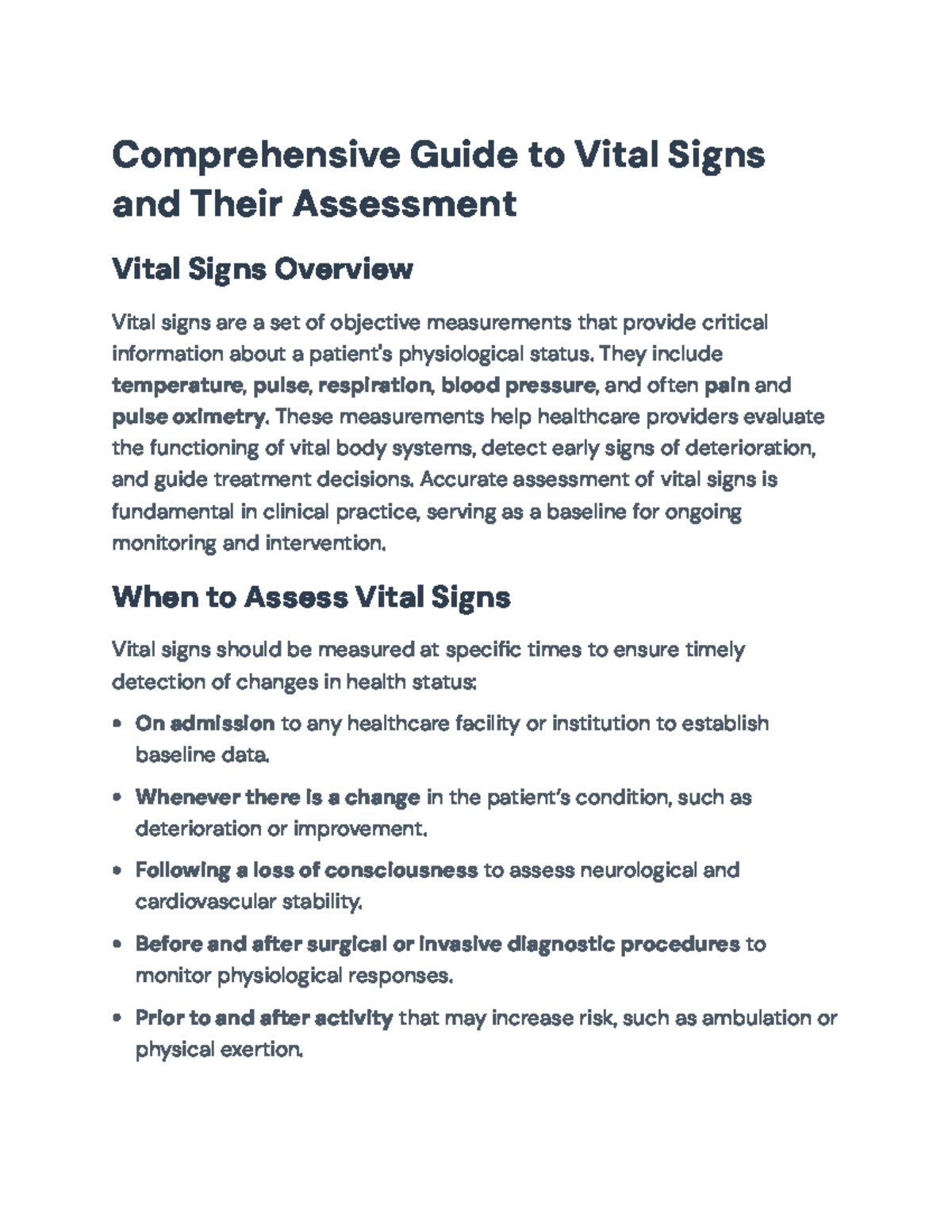 Comprehensive Guide to Vital Signs Assessment (NURS 101) - Studocu
