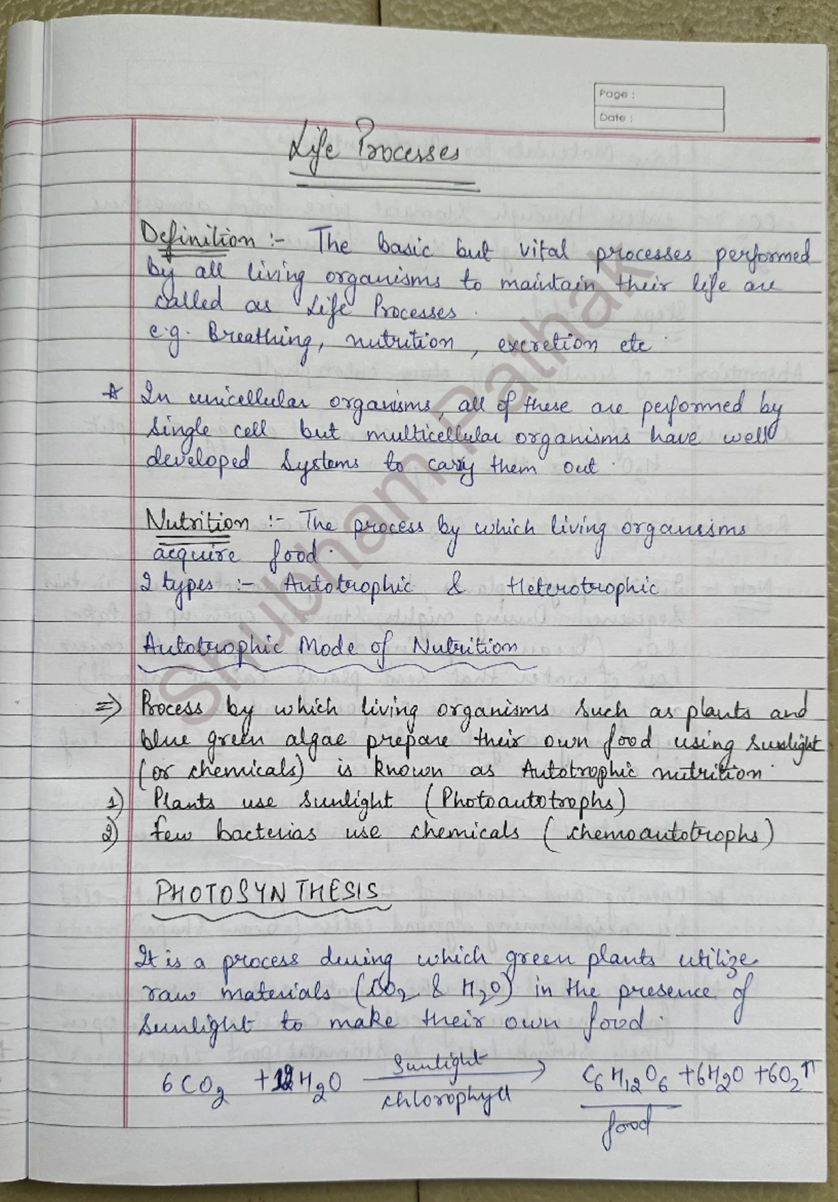 Life Processes - notes - Life Processes ####### These processes include ...