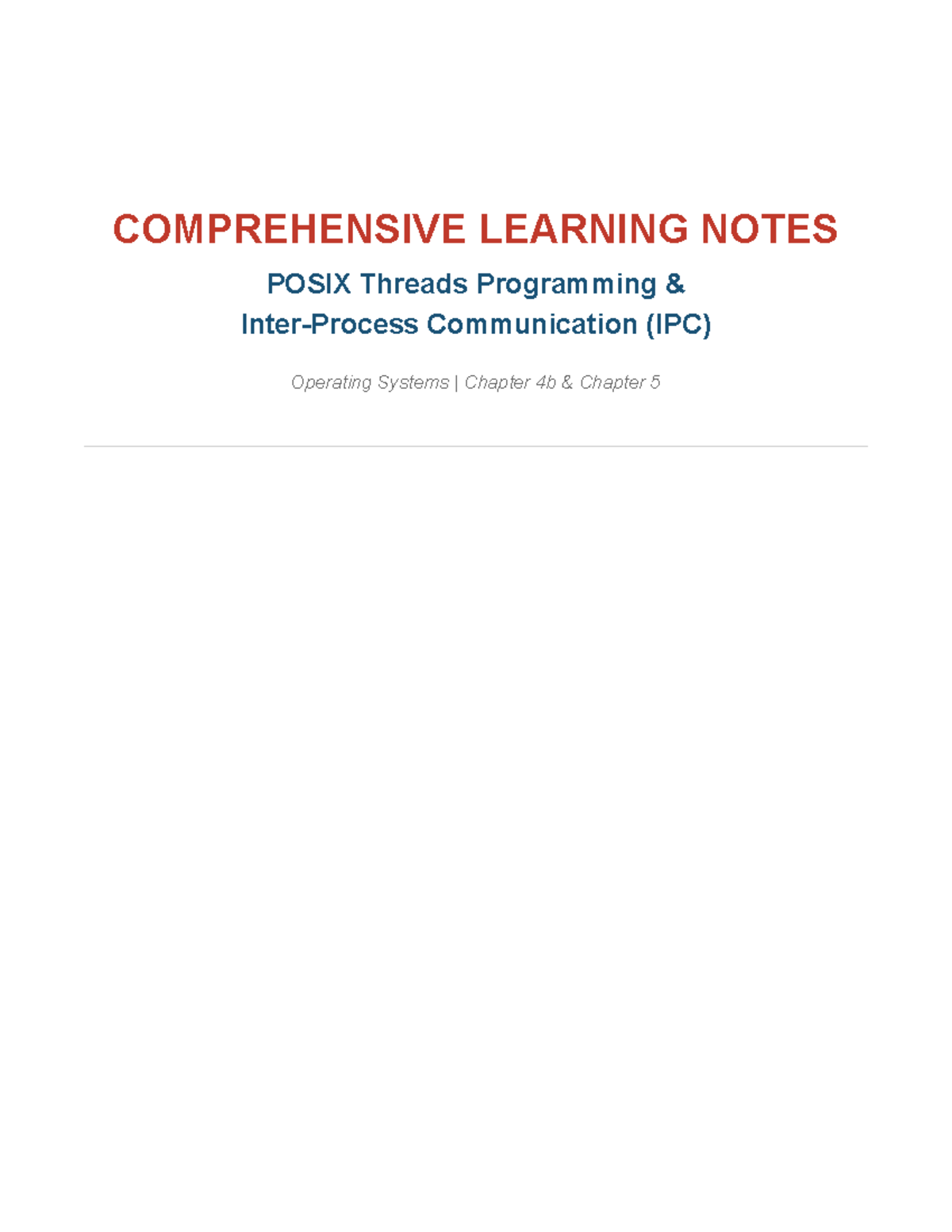 OS Learning Notes: PThreads & IPC Mechanisms (Ch. 4b & 5) - Studocu