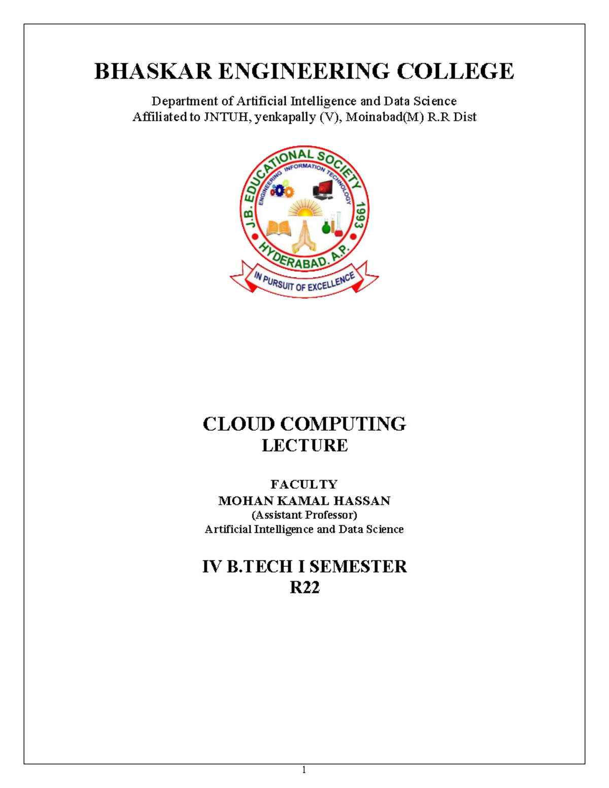 Cloud Computing Lecture Notes Unit Ii R22 Iv B Tech I Sem Studocu