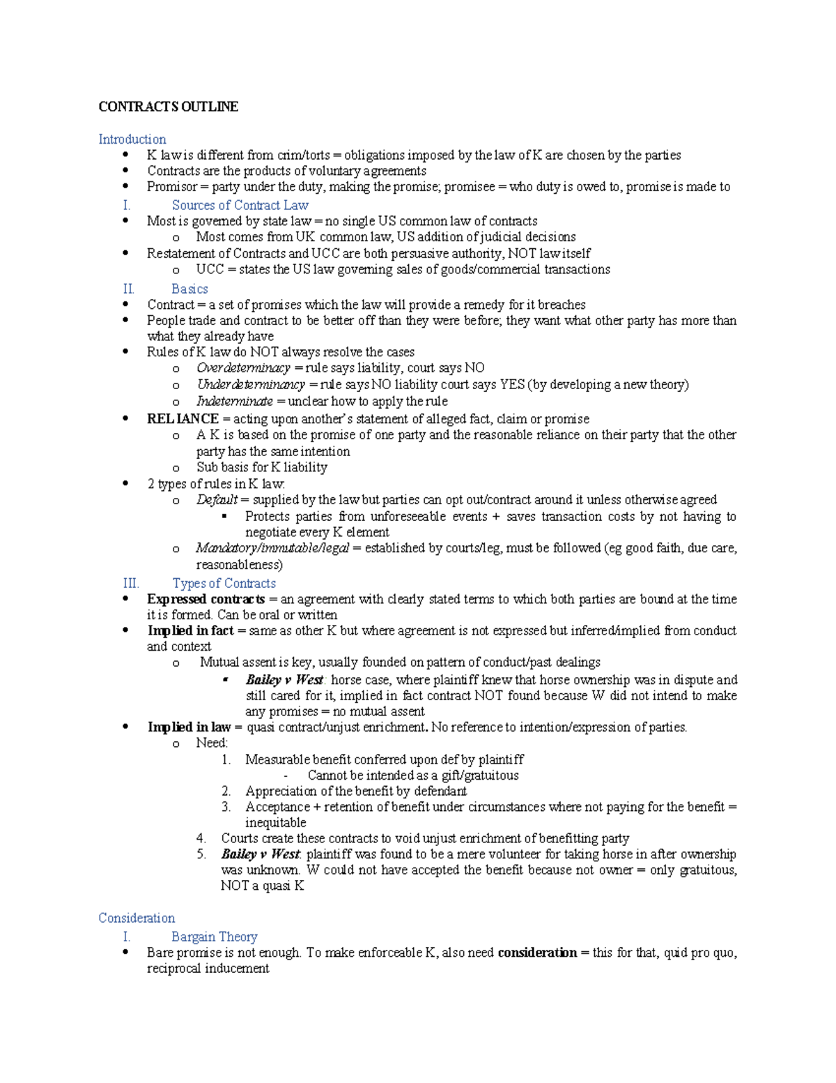 Alexandra Boeriu Kostritsky Contracts - CONTRACTS OUTLINE Introduction ...