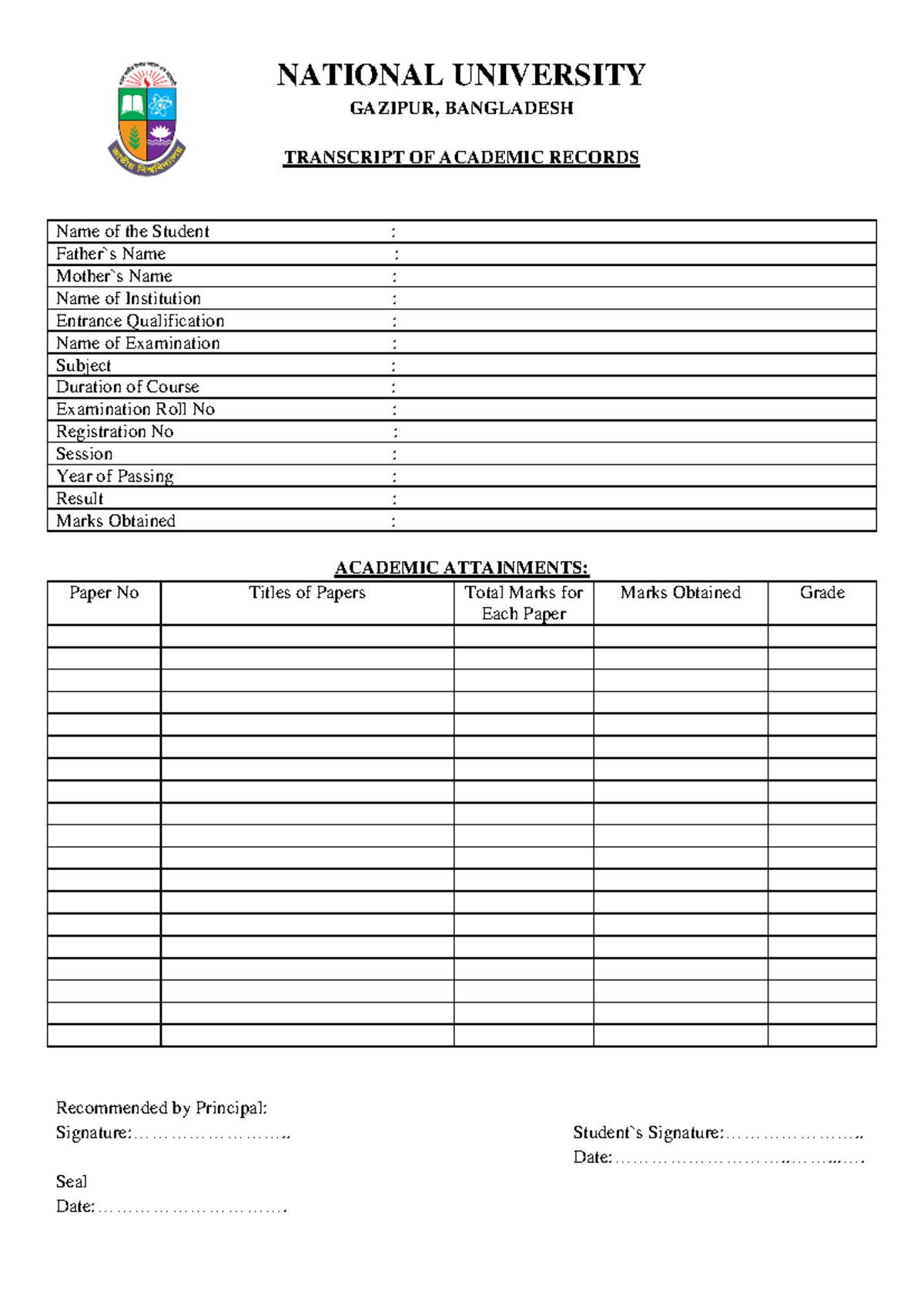 National University Academic Transcript Apply From - NATIONAL ...