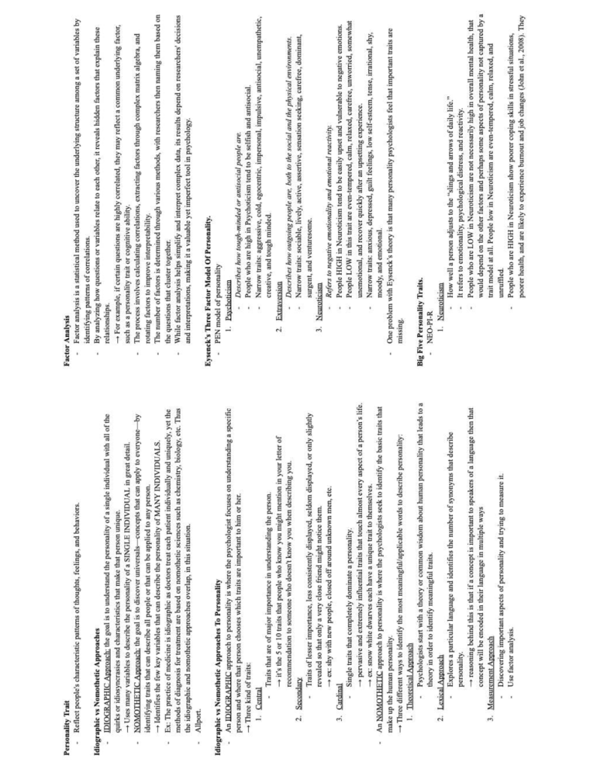 Personality Trait Factor Analysis: Idiographic vs Nomothetic Approaches ...