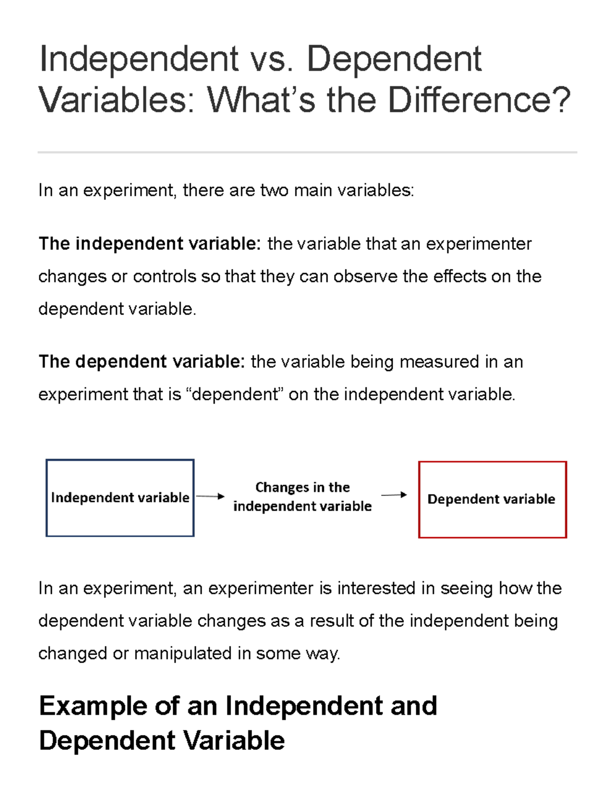 Independent vs. Dependent Variables What's the Difference   In an ...