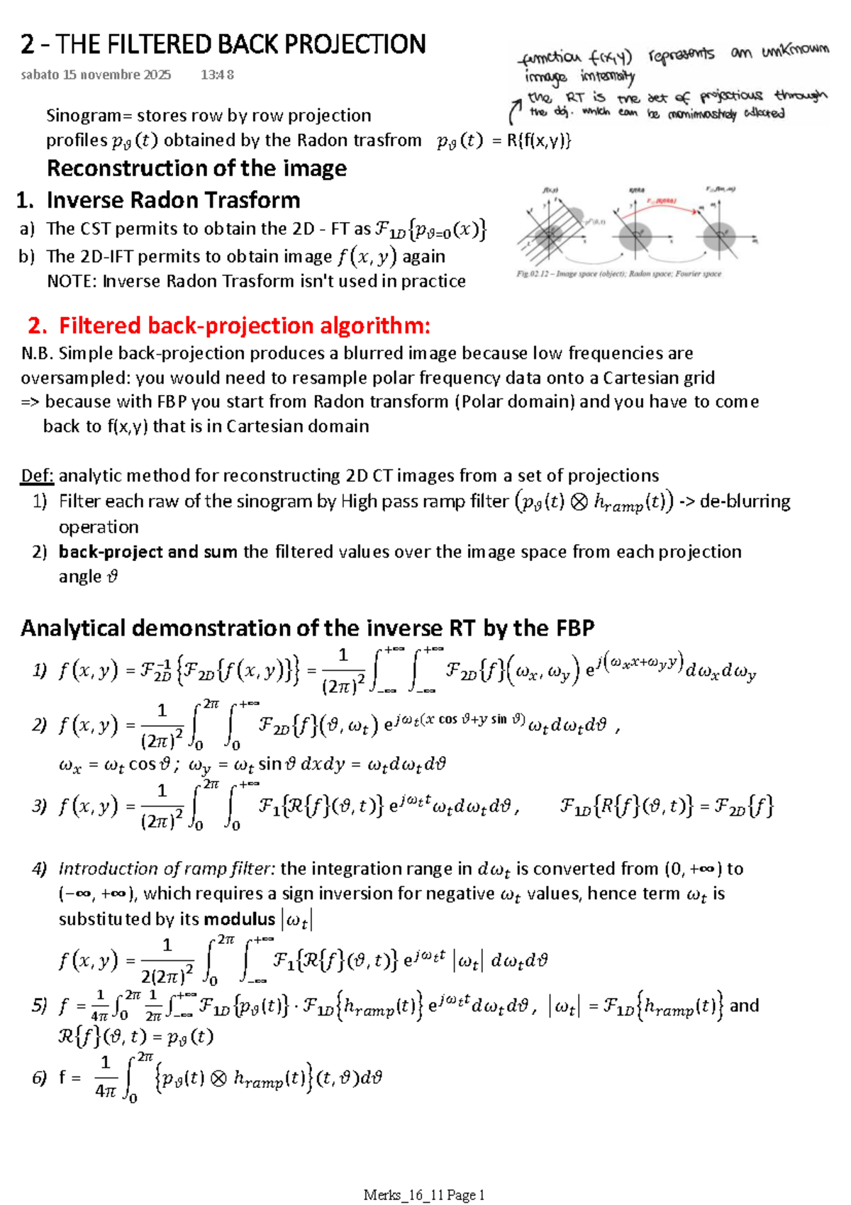 Filtered Back Projection (FBP) Techniques in Bioimaging: A Study Guide ...