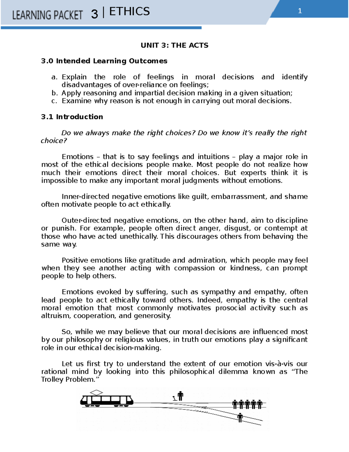 UNIT 3 Ethics Module: The Role of Emotions in Moral Decision-Making ...