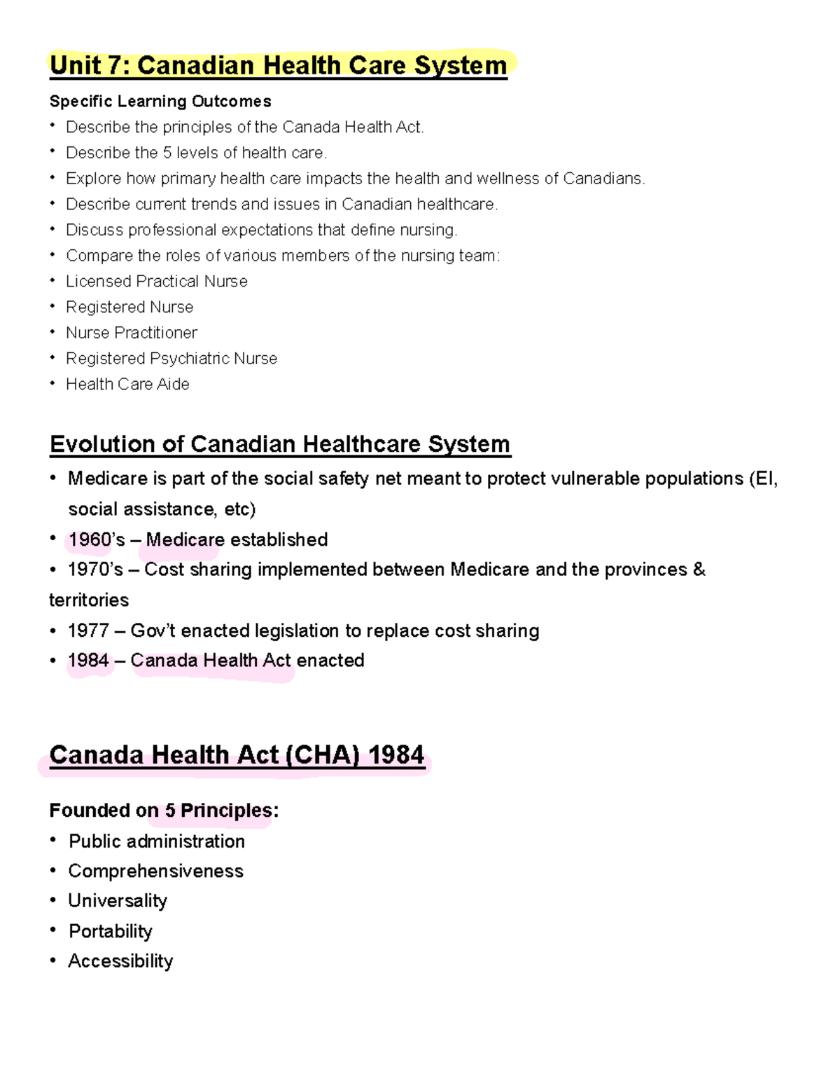NFDN 7: Overview of the Canadian Health Care System and Nursing Roles ...