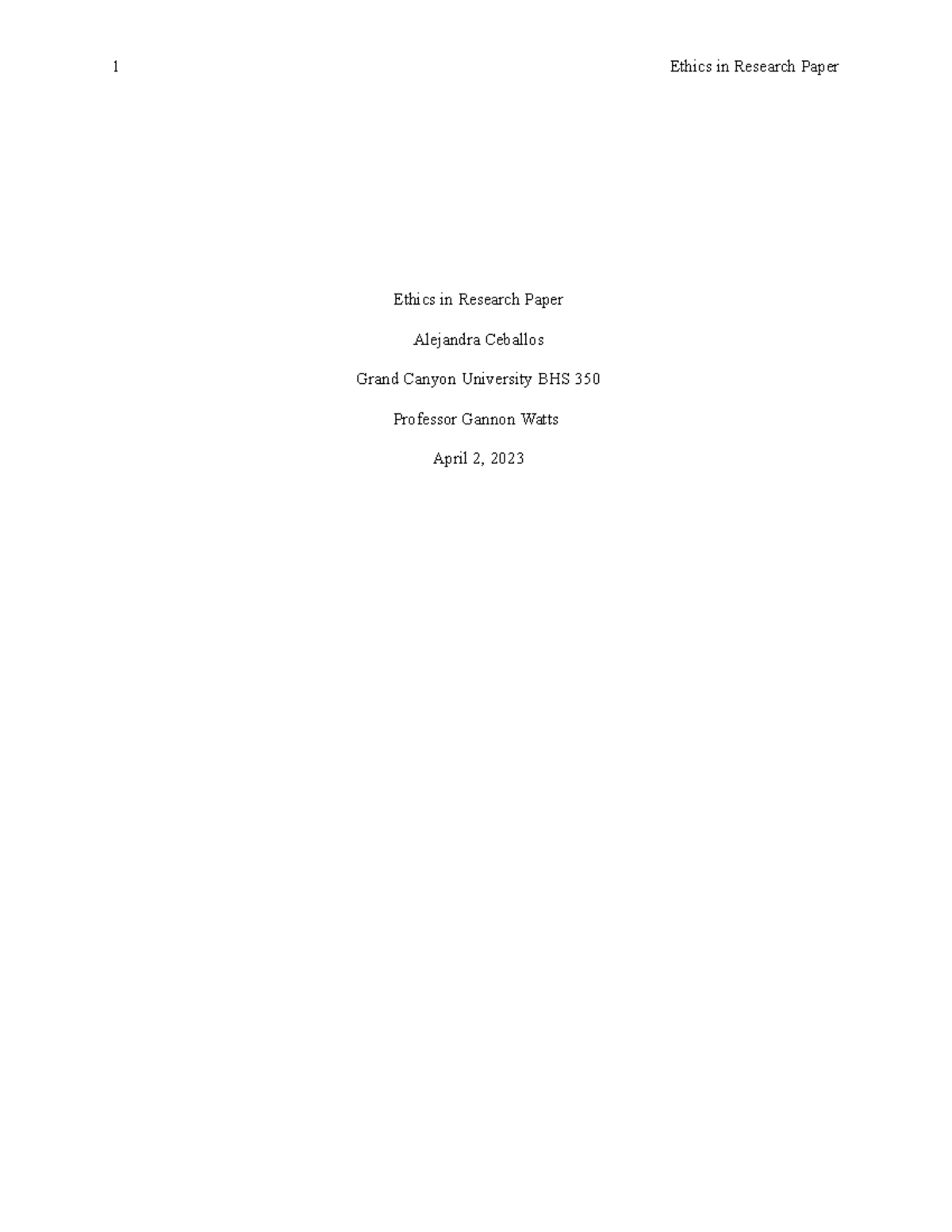 BHS 350 Ethics In Research paper copy - Ethics in Research Paper ...