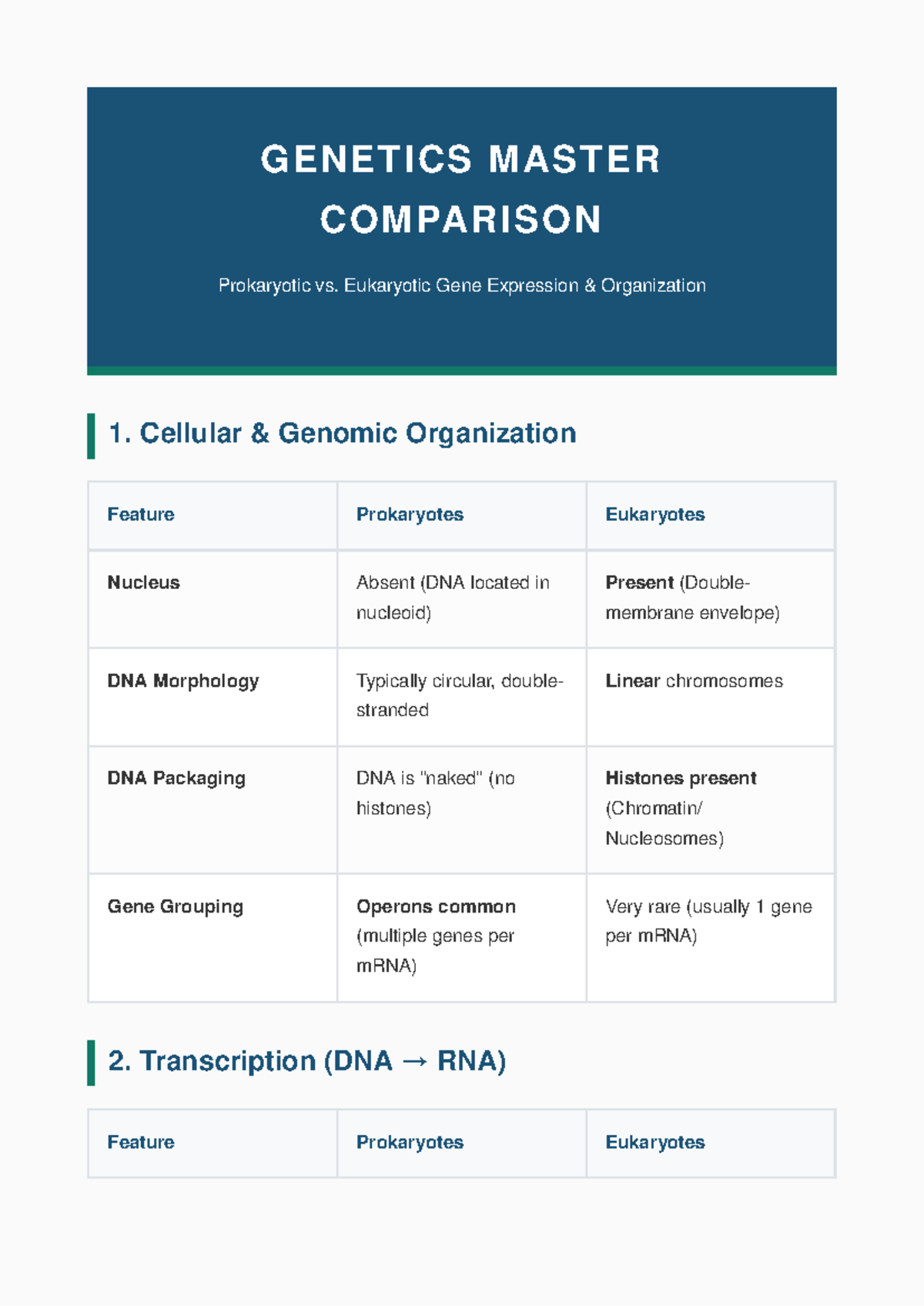 GEN 101: Prokaryotic vs. Eukaryotic Gene Expression Comparison - Studocu
