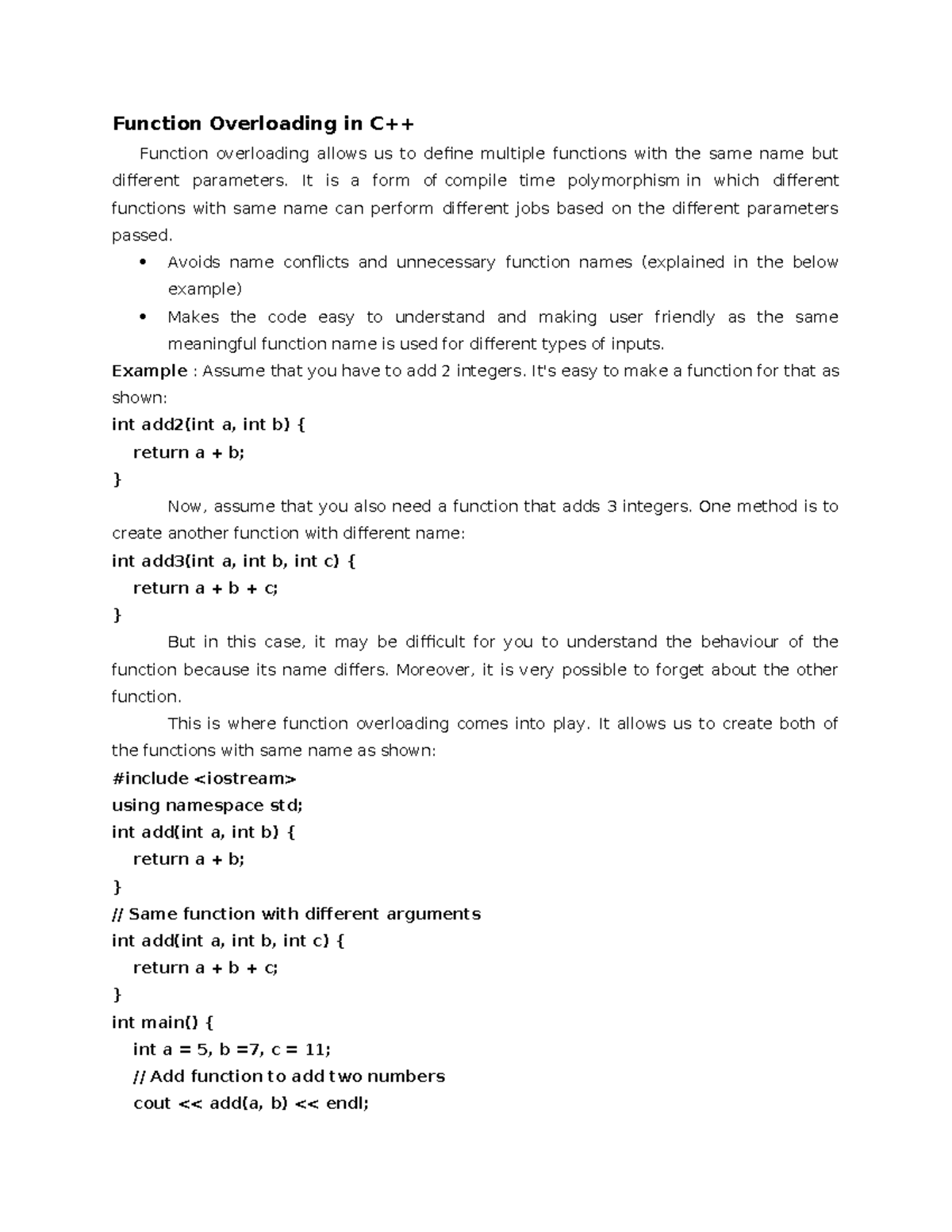 Function Overloading in C++: Understanding Compile-Time Polymorphism ...
