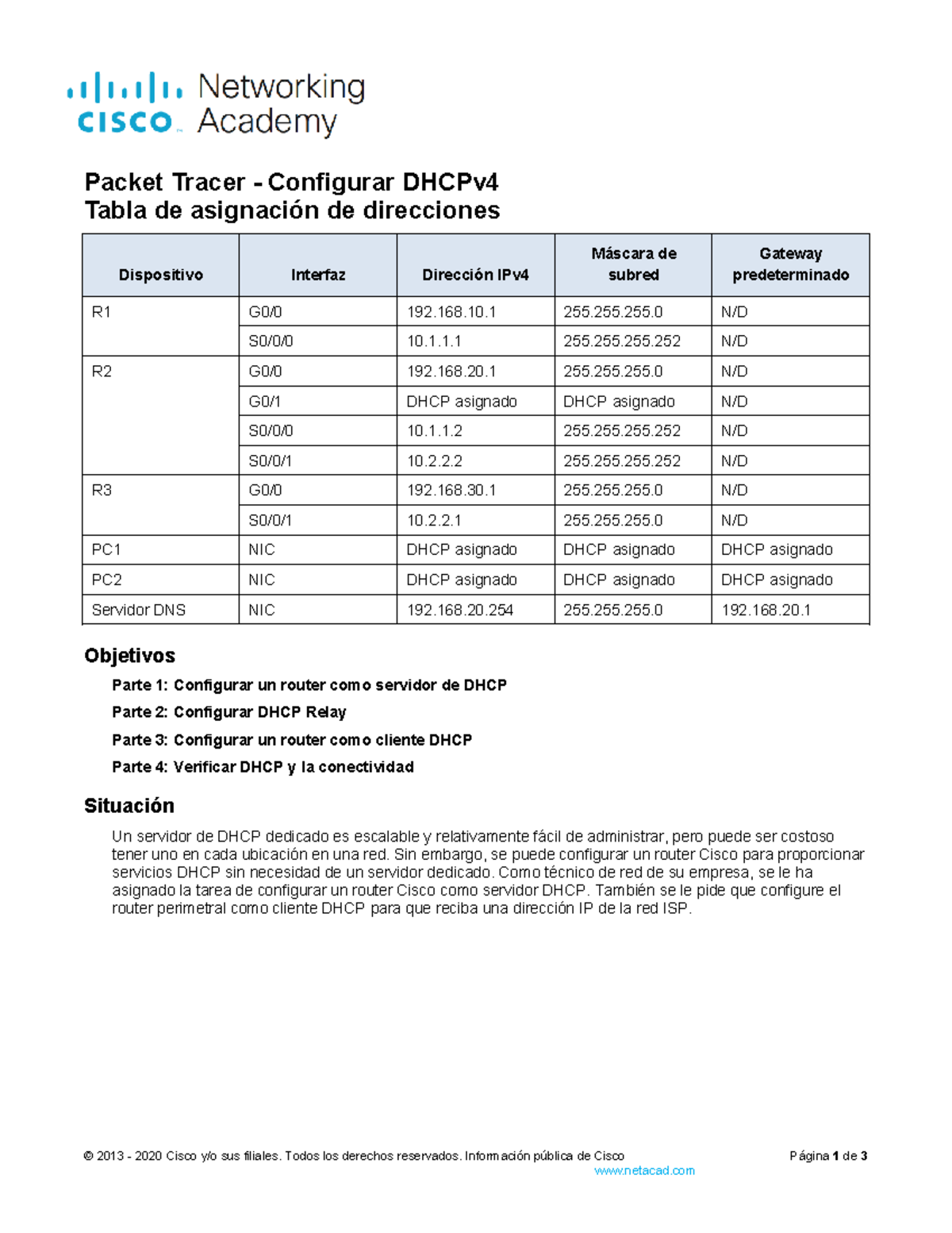 S14 s01 Actividad - Configuración de DHCPv4 en Packet Tracer - Studocu